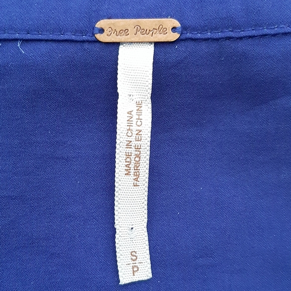 FREE PEOPLE Button Down Sapphire Blue Sateen & Sheer Slightly Fitted SZ Small - Picture 6 of 7